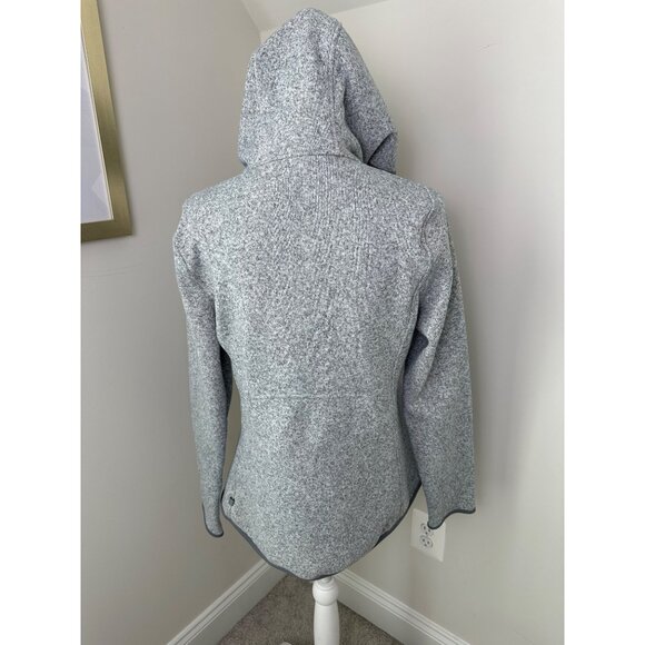 Lululemon Fleece & Thank You Hooded 1/4 Zip Heathered White / Battleship Size 10 - Picture 8 of 16